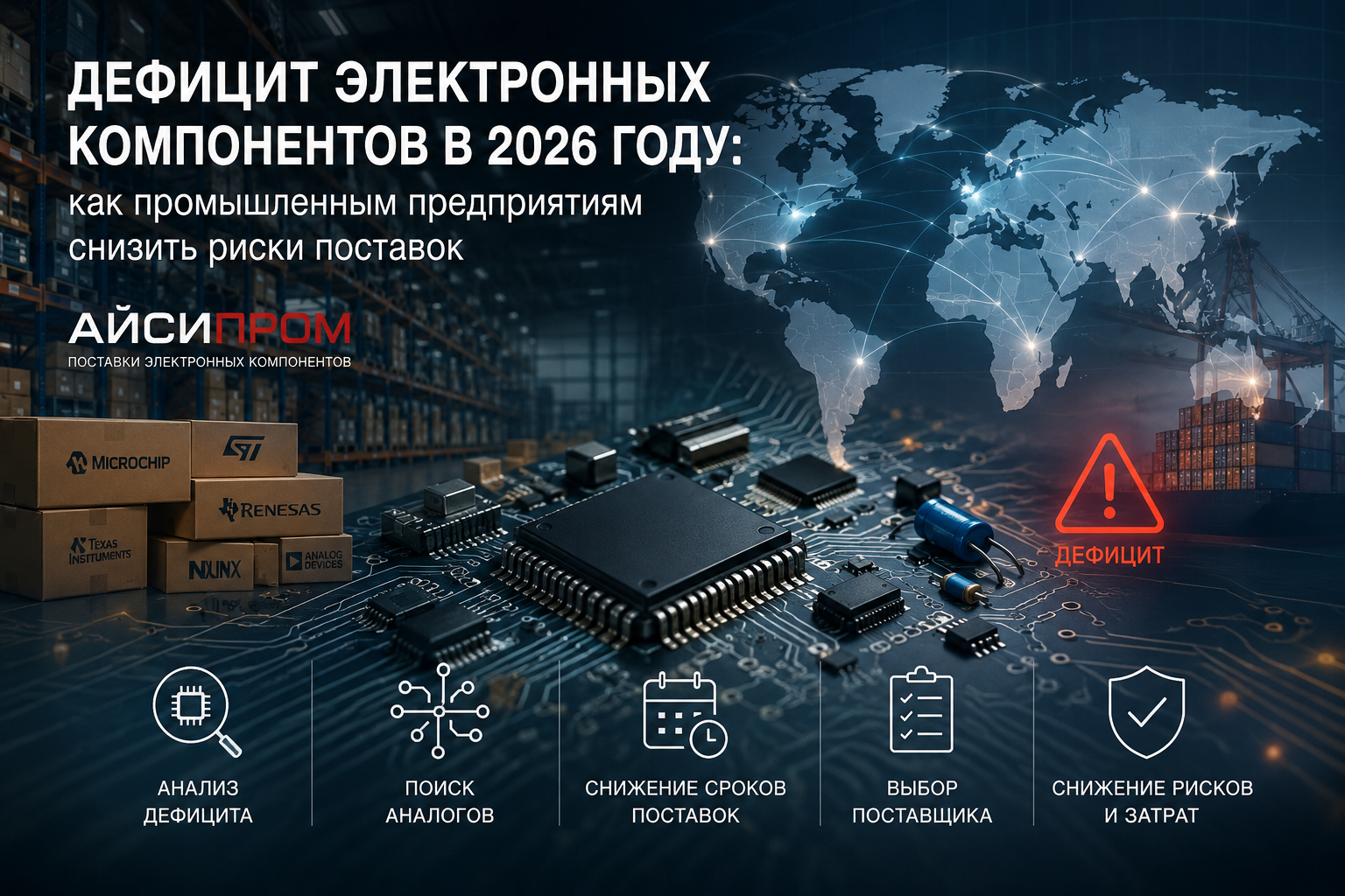 Дефицит электронных компонентов в 2026 году: как промышленным предприятиям снизить риски поставок